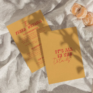 Vette kleurrijke Retro Funky Modern Wedding Detail Informatiekaartje