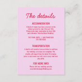 Vette kleurrijke Retro Funky Modern Wedding Detail Informatiekaartje (Voorkant)
