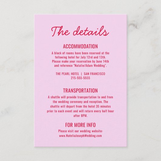 Vette kleurrijke Retro Funky Modern Wedding Detail Informatiekaartje (Voorkant)