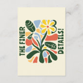 Vette kleurrijke Retro Moderne Bloemen Bruiloft De Informatiekaartje (Achterkant)