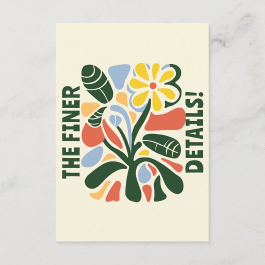 Vette kleurrijke Retro Moderne Bloemen Bruiloft De Informatiekaartje (Achterkant)