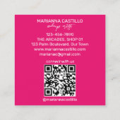 Vette kleurrijke roze bloemetjes chique moderne sj vierkante visitekaartje (Achterkant)