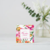 Vette kleurrijke roze bloemetjes chique moderne sj vierkante visitekaartje (Staand voorkant)