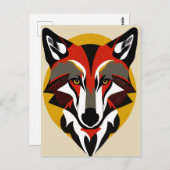 Vette kleurrijke vos briefkaart (Voorkant / Achterkant)