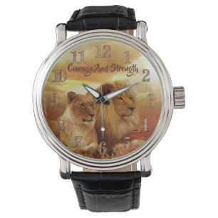 Vette Leeuw & Leeuwin Bruin Lederen Horloge