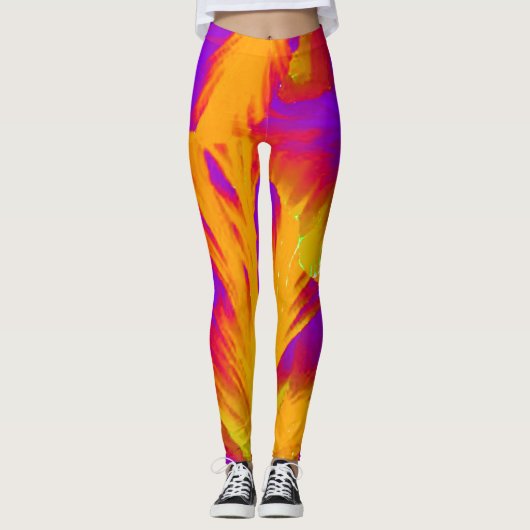 Vette Leggings Oranje en Paarse Workout in Stijl (Voorkant)