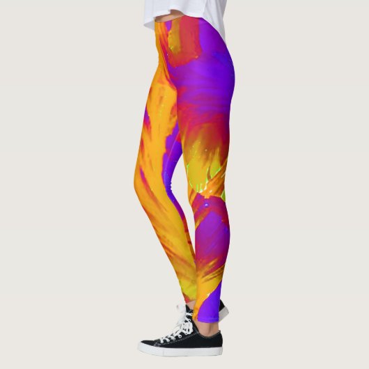 Vette Leggings Oranje en Paarse Workout in Stijl (Links)
