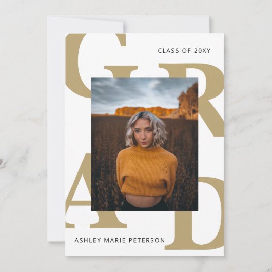 Vette letters Classy Photo Afstuderen Invitation Kaart (Voorkant)