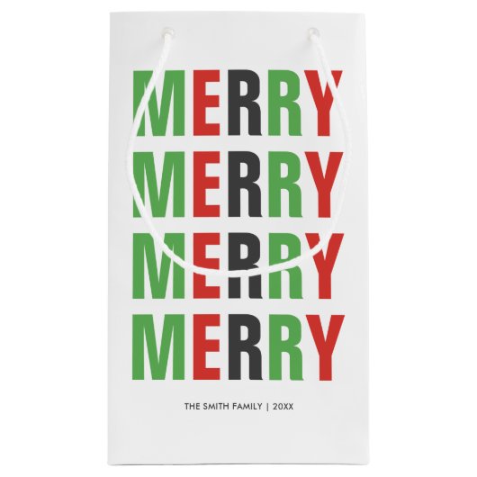 Vette letters Feestelijke "Vrolijke" Kerstmis Klein Cadeauzakje (Achterkant)