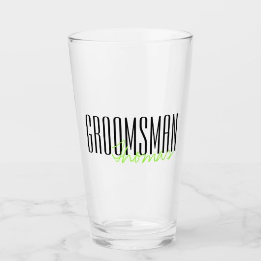 Vette letters "Groomsman" Aangepaste bruiloft Glas (Voorkant)