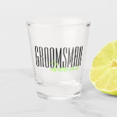 Vette letters "Groomsman" Aangepaste bruiloft Shot Glas (Voorkant)