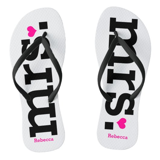 Vette letters (roze) Bruid Teenslippers (Voetbed)