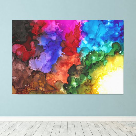 Vette, levendige, kleurrijke, versleten canvas afd (Insitu (Houten vloer))