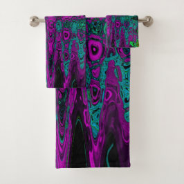 Vette Magenta Abstracte Groovy Atomic Waves Bad Handdoek