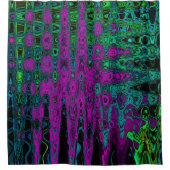 Vette Magenta Abstracte Groovy Atomic Waves Douchegordijn (Voorkant)