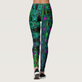 Vette Magenta Abstracte Groovy Atomic Waves Leggings (Achterkant)