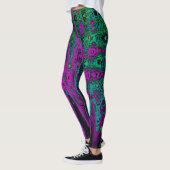 Vette Magenta Abstracte Groovy Atomic Waves Leggings (Links)