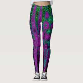 Vette Magenta Abstracte Groovy Atomic Waves Leggings