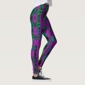 Vette Magenta Abstracte Groovy Atomic Waves Leggings (Rechts)