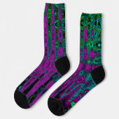 Vette Magenta Abstracte Groovy Atomic Waves Sokken (Links)