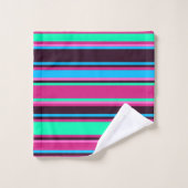 Vette Magenta, Aqua en Blauw Gestreepte handdoekse Bad Handdoek (Wasdoekje)