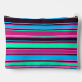 Vette magenta, aqua en blauw gestreepte zak etui (Achterkant)