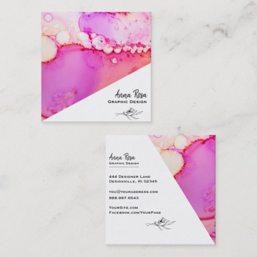 *~* Vette marmer Abstracte organische Waterverf Vierkante Visitekaartje (Voorkant / Achterkant)