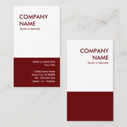 vette maroon visitekaartje (Voorkant / Achterkant)