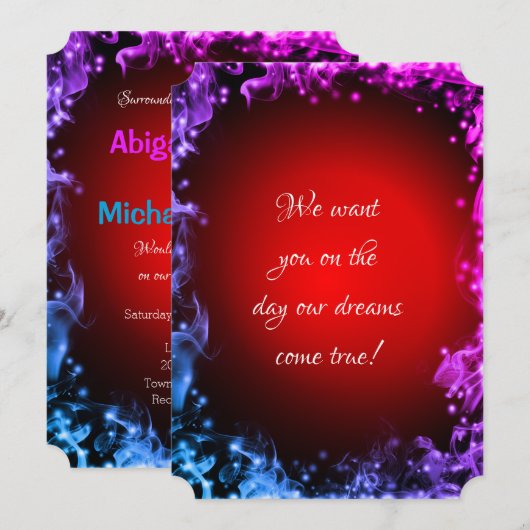 Vette meerkleurige Abstracte huwelijksuitnodiginge Kaart (Voorkant / Achterkant)