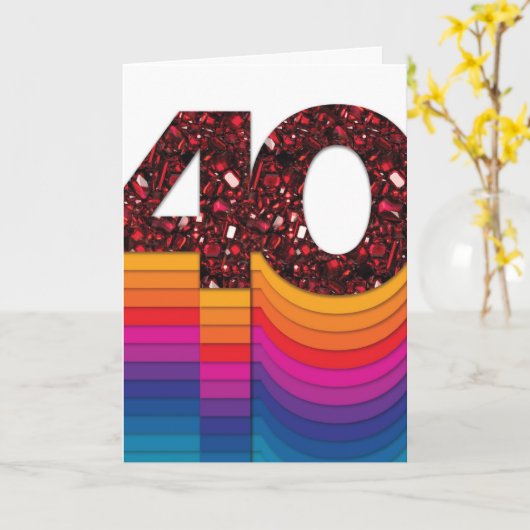 Vette mijlpalen 40 - Jubileum Kaart (Gele Bloem)