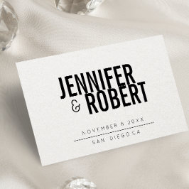 Vette, minimale, moderne ZWARTE BESPAAR DE DATUM Aankondigingskaart