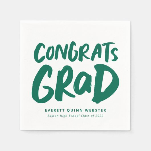 Vette moderne afstudeerder groene graduatie party servet (Voorkant)