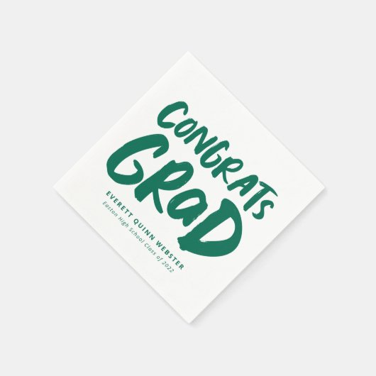 Vette moderne afstudeerder groene graduatie party servet (Hoek)