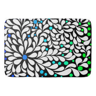 Vette moderne bloemen met blauw blauwgroen ombre badmat