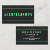 Vette moderne donkergrijs met Neon Green Accidents Visitekaartje (Voorkant / Achterkant)