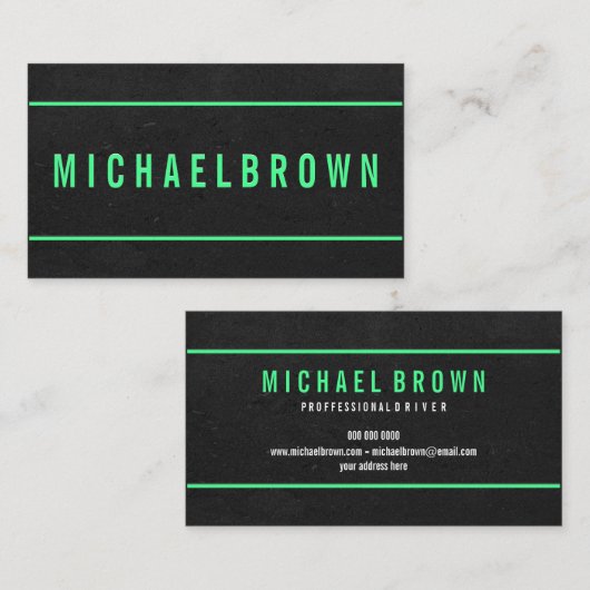 Vette moderne donkergrijs met Neon Green Accidents Visitekaartje (Voorkant / Achterkant)