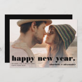 Vette moderne, eenvoudige script, gelukkige nieuwj feestdagenkaart (Voorkant / Achterkant)