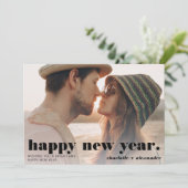 Vette moderne, eenvoudige script, gelukkige nieuwj feestdagenkaart (Staand voorkant)