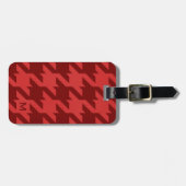 Vette moderne grijze houndstooth met monogram bagagelabel (Voorkant horizontaal)