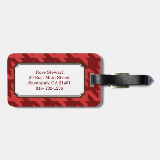 Vette moderne grijze houndstooth met monogram bagagelabel (Achterkant horizontaal)