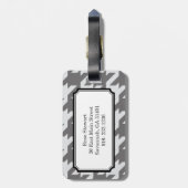 Vette moderne grijze houndstooth met monogram bagagelabel (Achterkant verticaal)