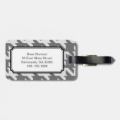 Vette moderne grijze houndstooth met monogram bagagelabel (Achterkant horizontaal)