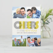 Vette moderne kaas naar het nieuwjaarsfotocollage feestdagenkaart (Staand voorkant)