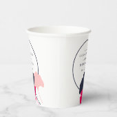 Vette moderne marine en roze roze bruine bruidssch papieren bekers (Rechts)