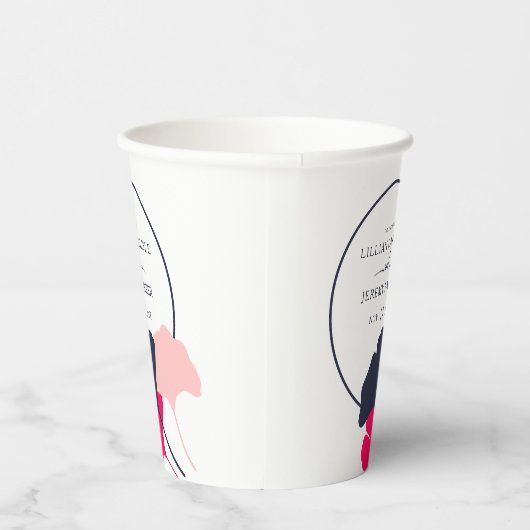 Vette moderne marine en roze roze bruine bruidssch papieren bekers (Rechts)