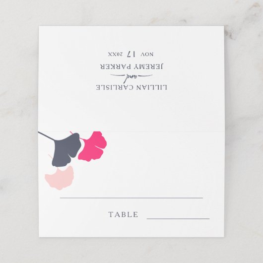 Vette moderne marine en roze roze bruine bruidssch plaatskaartje (Buitenkant ongevouwen)