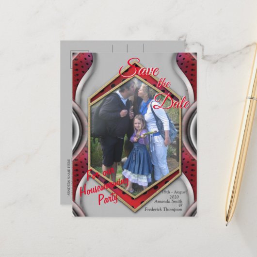 Vette, moderne, metalen 3D Red Grey Texture Kijk Aankondigingskaart (Voorkant / Achterkant in situ)