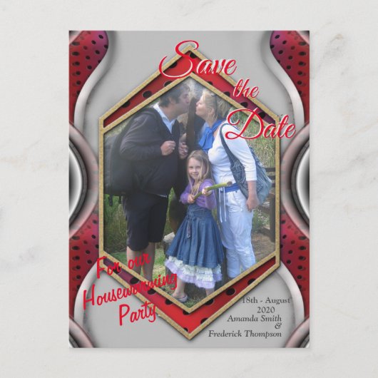 Vette, moderne, metalen 3D Red Grey Texture Kijk Aankondigingskaart (Voorkant)