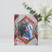 Vette, moderne, metalen 3D Red Grey Texture Kijk Aankondigingskaart (Staand voorkant)