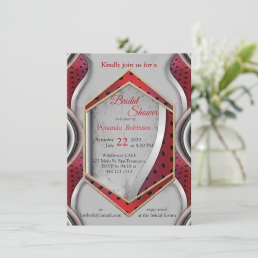 Vette, moderne, metalen 3D Red Grey Texture Kijk Kaart (Staand voorkant)